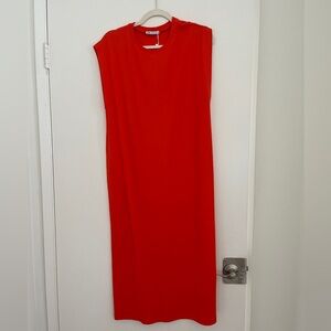 Zara Ribbed Midi Dress Size L - red - NWT